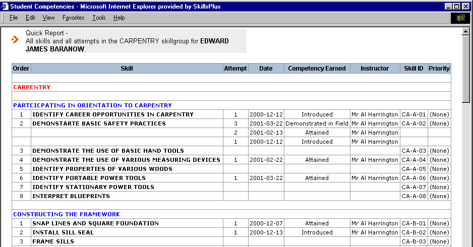 Quick Report Example